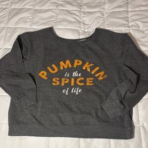 Messy Bun Just Chillin’ Gray Pumpkin Spice Crewneck Sweatshirt